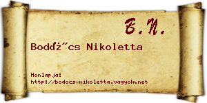 Bodócs Nikoletta névjegykártya