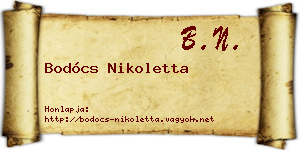 Bodócs Nikoletta névjegykártya