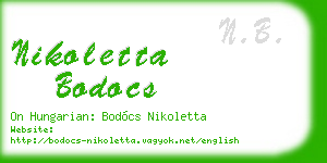 nikoletta bodocs business card