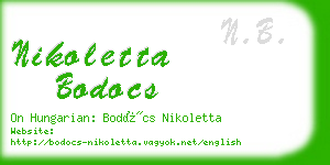 nikoletta bodocs business card